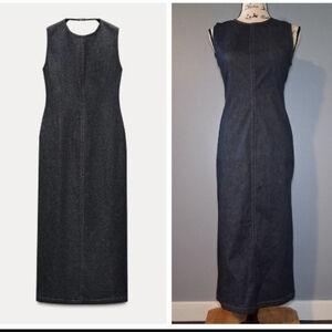 ZARA Denim Backless Sleeveless Column Midi Dress